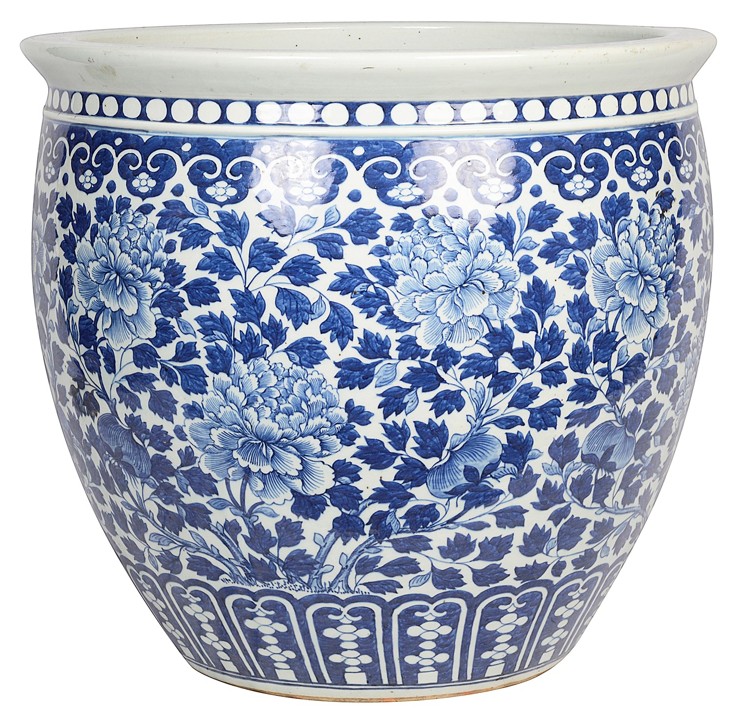 Chinese Blue and White Jardiniere sold with stand