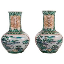Pair Japanese Kutani porcelain vases, circa 1900