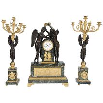 Large impressive French Empire style Clock Garniture 32"(81cm) high