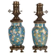A Pair of 19th Century Cloisonné Lamps 