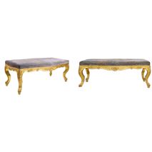 Pair Louis XVI style carved giltwood stools, circa 1920.