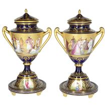 Large Pair of 19th Century Vienna Porcelain Urns