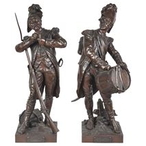 Pair 19th Century French bronze soldiers