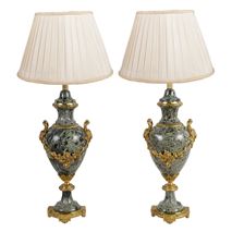 Pair of French Louis XVI Style Marble Lamps, 46cm (18") high.