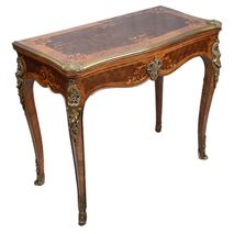 French 19th Century Marquetry inlaid games/card table, Edwards + Roberts.