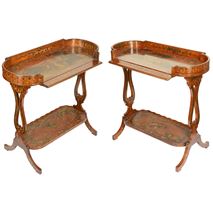 Pair 19th Century Satinwood side tables.