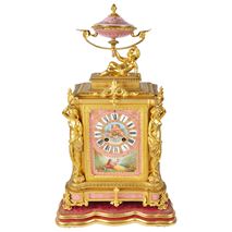 Louis XVI style Pink Sevres mantel clock