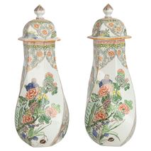 Pair of 19th Century Famille Verte Style Vases, Samson