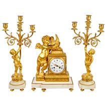 French Louis XVI style clock garniture