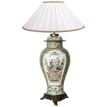 Early 19th Century Samson Famille Verte style lidded vase / lamp.