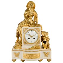 French ormolu and marble louis XVI style mantel clock. 38cm(15")