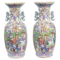 Large pair Chinese Cantonese / Rose medallion vases, 19th Century.