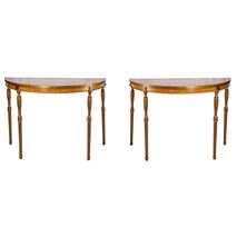Pair Sheraton revival Satinwood console tables. 130cm(51") wide