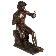 19th Century Bronze Snake charmer, by A Thabard