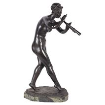 19th Bronze classical female nude piper.