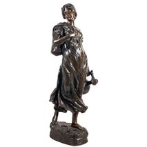 19th Century Bronze statue of a female water carrier, by Hans Schork