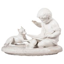 Marble group of child playing with a puppy, after Joseph Gott, 1786-1860