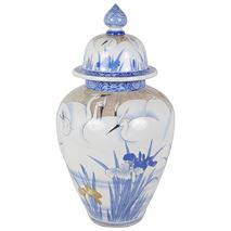 Meiji period Fukagawa porcelain lidded vase.