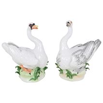 Pair Dresden porcelain Swans, 11"