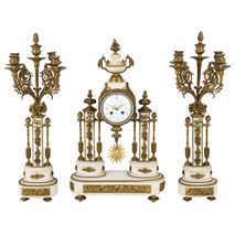 French 19th Century, Louis XVI style clock garniture.