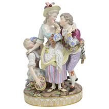 19th Century Meissen group of lovers.