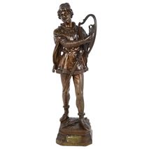 19th Century Patinated Bronze study of a musician by Marcel Debut