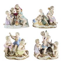 Meissen set of the Four Seasons porcelain figures, 19th Century.
