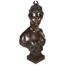 19th Century Bronze bust of Diane de Houdon, Signed; Bulio