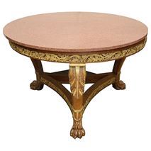 French 19th Century Empire style Porphyry marble top centre table.