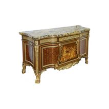  French ormolu mounted Mahogany parquetry commode, after Riesener