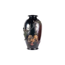 Large Japanese Meiji period Bronze over lay vase.