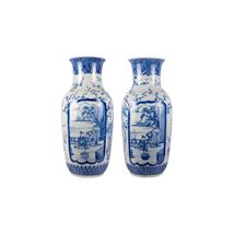 Large pair 19th Century Japanese Blue and White vases.