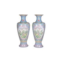 Large pair Canton Enamel vases, circa 1900