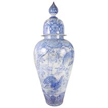 A monumental 19th Century Japanese blue and white Palace lidded vase.