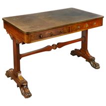 Regency period Mahogany end support Library table, circa 1820