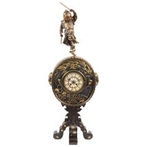 Fine Japanese Miyao bronze + gilded mantel clock.