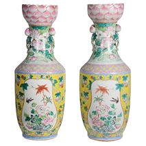 Rare pair of 19th Century Famille Rose vases 92cm(36")