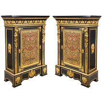 Large pair of 19th Century French Boulle inlaid cabinets.