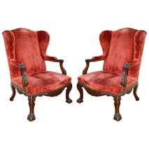 Imposing pair of 18th Century Georgian style Gainsborough wing arm chairs
