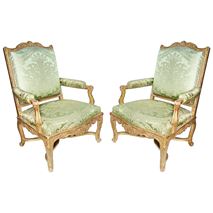 Pair 19th Century French Giltwood Salon chairs.