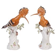 Pair Meissen porcelain Hoopoe birds, circa 1890