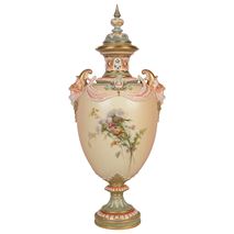 Antique Blush Ivory Royal Worcester lidded vase.