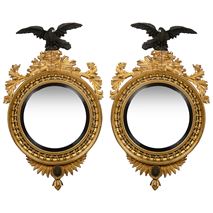 Magnificent pair of Regency period Convex wall mirror, 1820