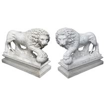 Large pair 19th Century Italian Carrera marble Medici Lions.