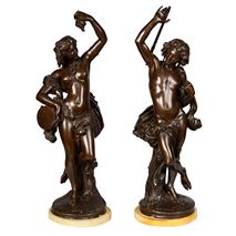 Pair 19th Century Bronze Neapolitan dancers.