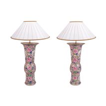 Pair late 19th Century Chinese Famille Rose vases / lamps.