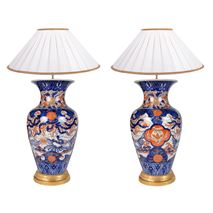 Pair 19th Century Imari vases / lamps.