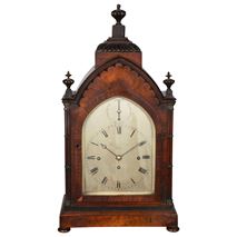 Regency period Mahogany Gothic mantel clock.