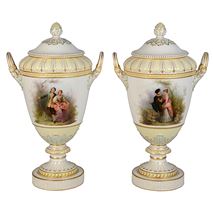 Pair KPM two handle porcelain vases, circa 1890