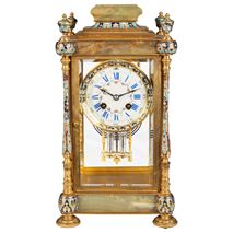 French 19th Century Onyx and Enamel mantel clock